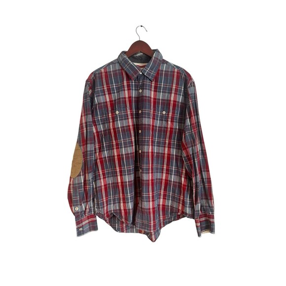 Vintage Mossimo Men's Plaid Flannel Shirt Elbow Pads Western Cowbow Size XL - Picture 1 of 6